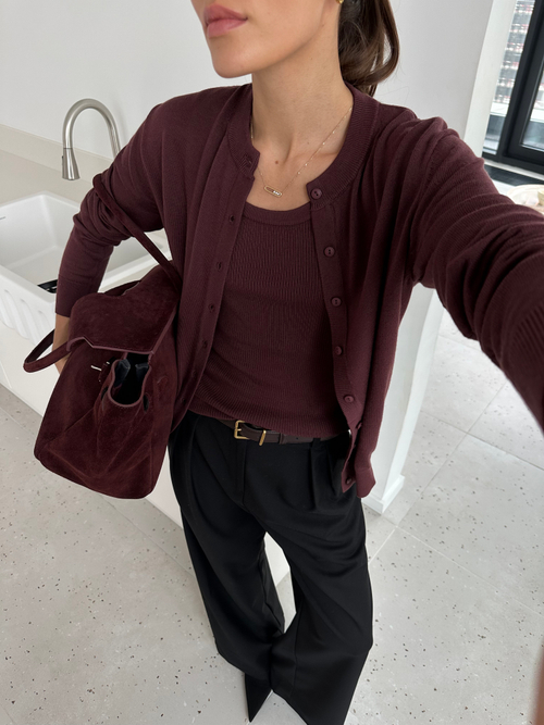 Кардиган из вискозы с шерстью бордовый