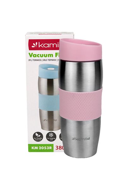Термокружка 380 мл. из нержавеющей стали Kamille KM-2053R с TPR-вставкой