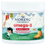 Nordic Naturals, Nordic Omega-3 Gummy Fish, «мандариновые лакомства», 124 мг, 30 жевательная таблеток в форме рыбок
