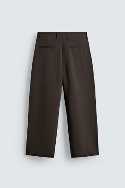 ZARA БРЮКИ RELAXED FIT СО СКЛАДКАМИ, КОРИЧНЕВЫЙ