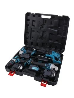 Набор электроинструментов 4В1 УШМ(Болгарка), Шуруповерт(Дрель), Гайковерт, Перфоратор Кейс 4АКБ