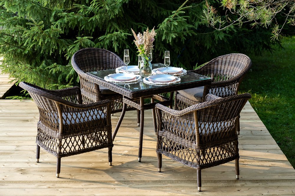 "Сицилия" обеденная группа плетеная, цвет коричневый