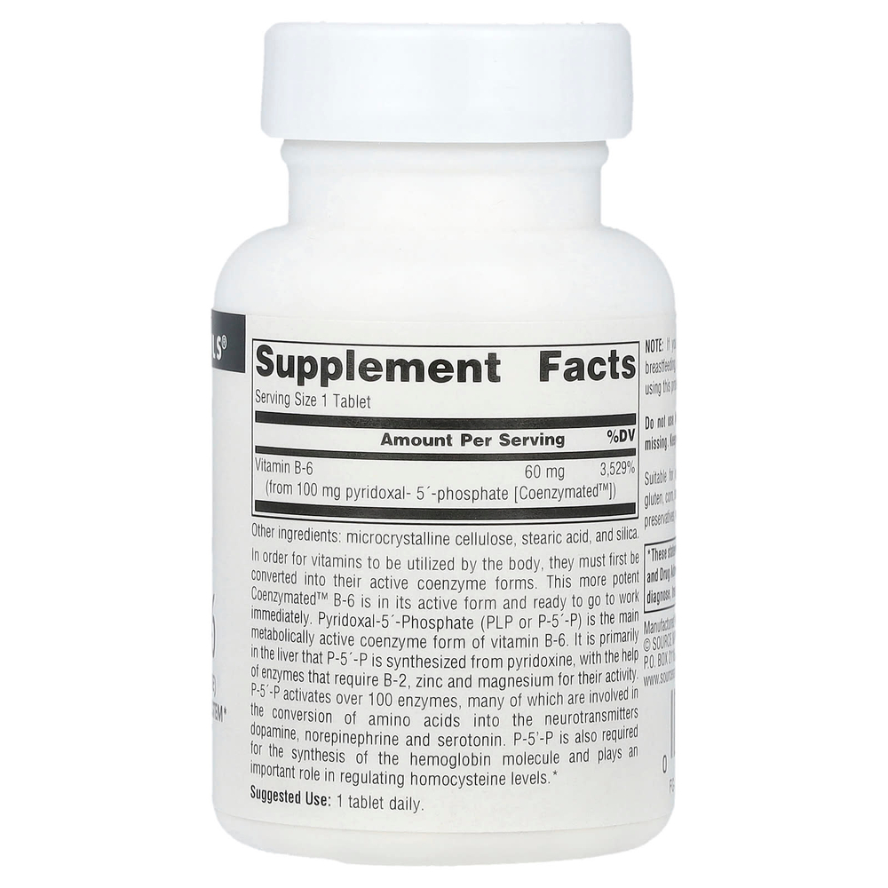 Source Naturals, Coenzymated™, витамин B6, 100 мг, 60 таблеток