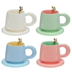 GAEM Кружка с блюдцем и ложкой, 300 мл, L16 W13 H10 см, 4в.