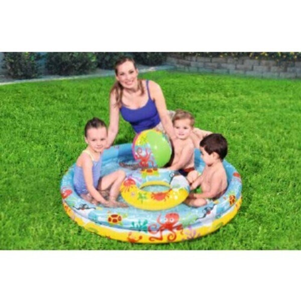 Бассейн надувной круглый 122*20 см + круг 51 см + мяч 41 см Play Bestway (51124)