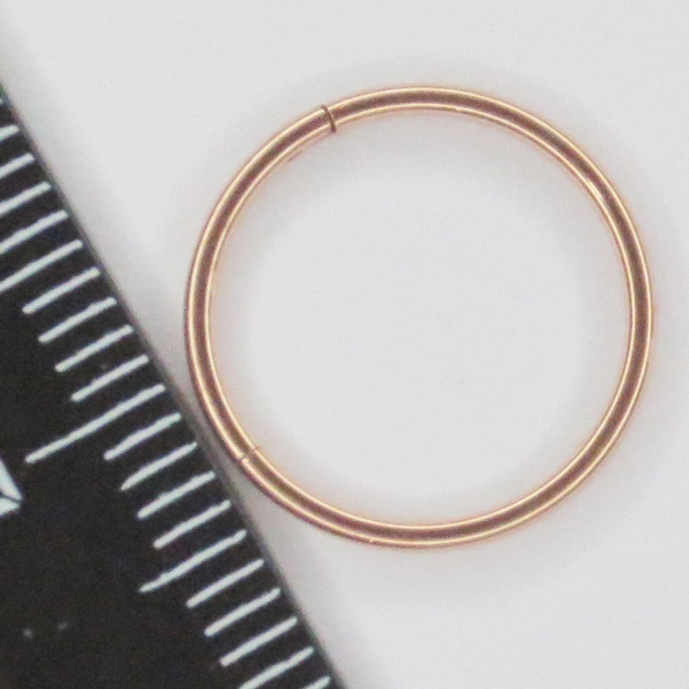 Кольцо-кликер с замком 12 мм толщиной 1 мм для пирсинга. Медицинская сталь, розовая позолота