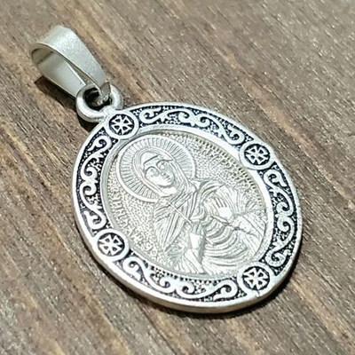 Нательная именная икона святая Виктория (Ника) с серебрением