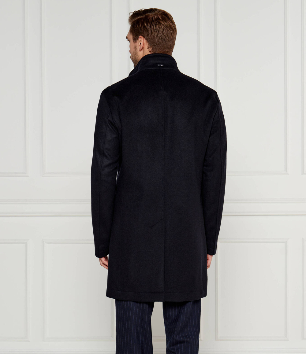Шерстяное пальто H-Hyde-SU-244 BOSS BLACK - темно-синий(50525764)