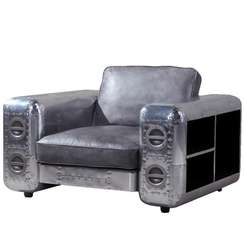 Кресло Aviator, серая натуральная кожа