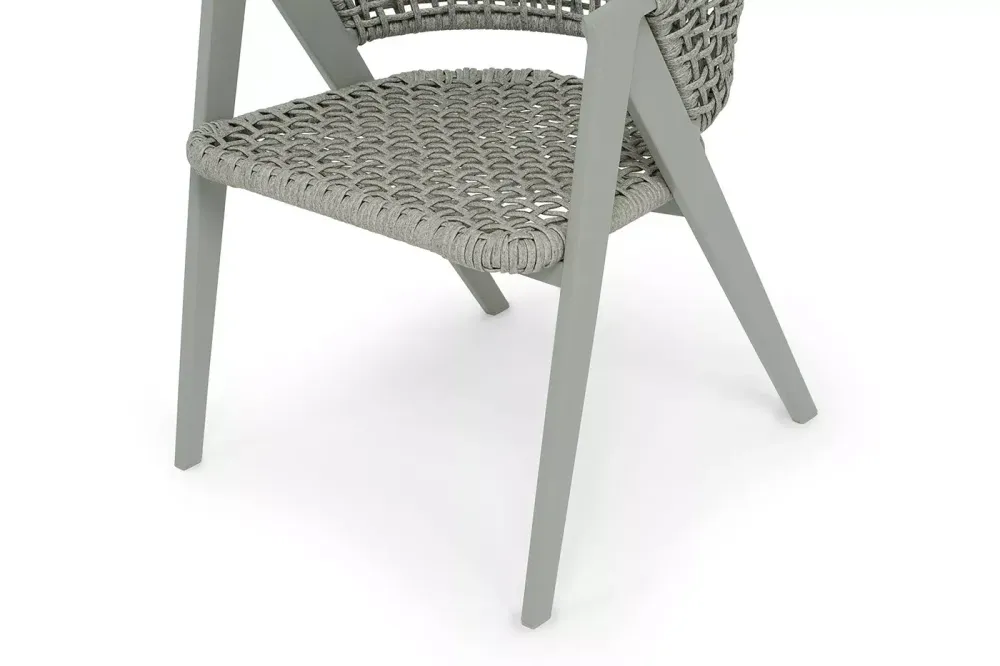 "Амстердам" стул плетеный из роупа, каркас алюминий, роуп серый круглый