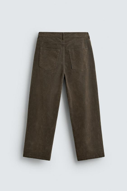 ZARA ВЕЛЮРОВЫЕ БРЮКИ СВОБОДНОГО КРОЯ, ХАКИ