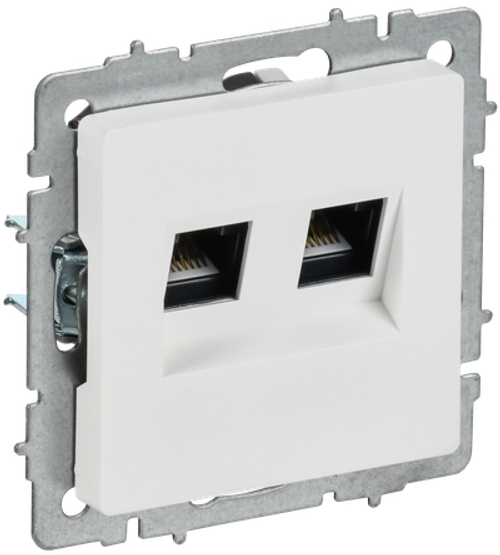 BRITE Розетка компьютерная двойная RJ45 кат.6 РК11-2-БрАБ арктический белый IEK