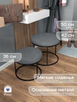 Комплект круглых банкеток - ЧСЕР - серое на черном