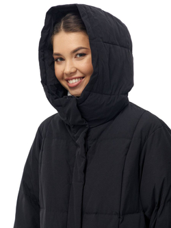 Пуховик длинный с капюшоном, черная, SilverFox