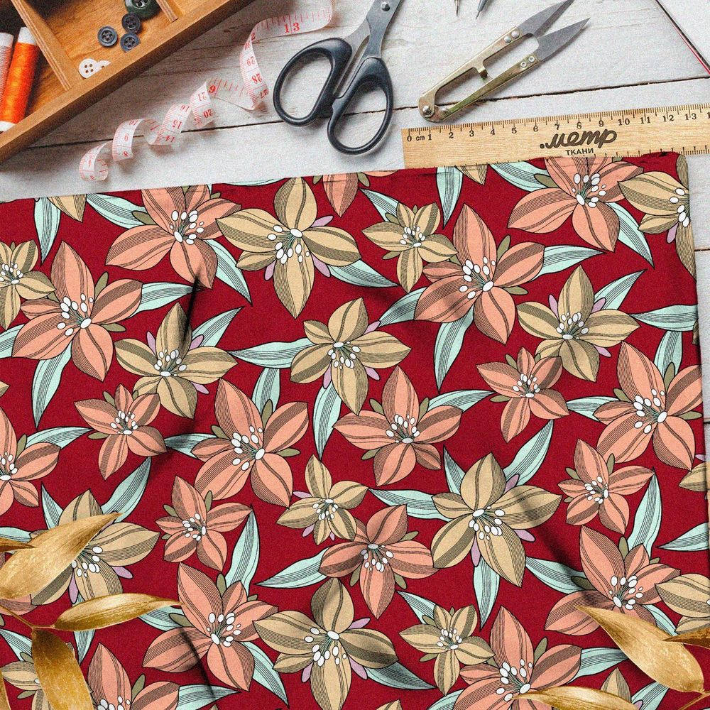 Ткань атлас зарисовки цветов