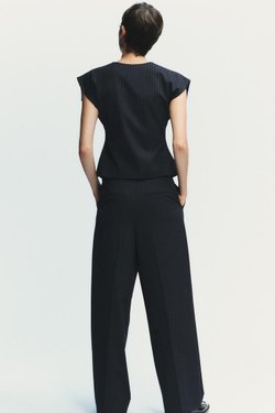 ZARA ЖИЛЕТ В ТОНКУЮ ПОЛОСКУ, МОРСКОЙ СИНИЙ