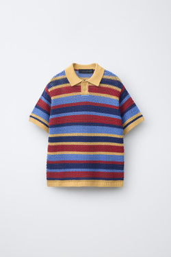 ZARA ПОЛО В ПОЛОСКУ КРОШЕ, РАЗНОЦВЕТНЫЙ