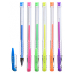 Ручка гелевая, Basir, цветные чернила, серия "Pure", прозрачный корпус, 6 шт