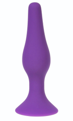 Фиолетовая силиконовая анальная пробка размера L - 12,2 см. (Цвет: фиолетовый)