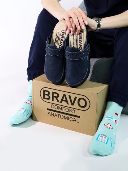 501 | "Natasa" | Темно-синие женские медицинские сабо с закрытым носом