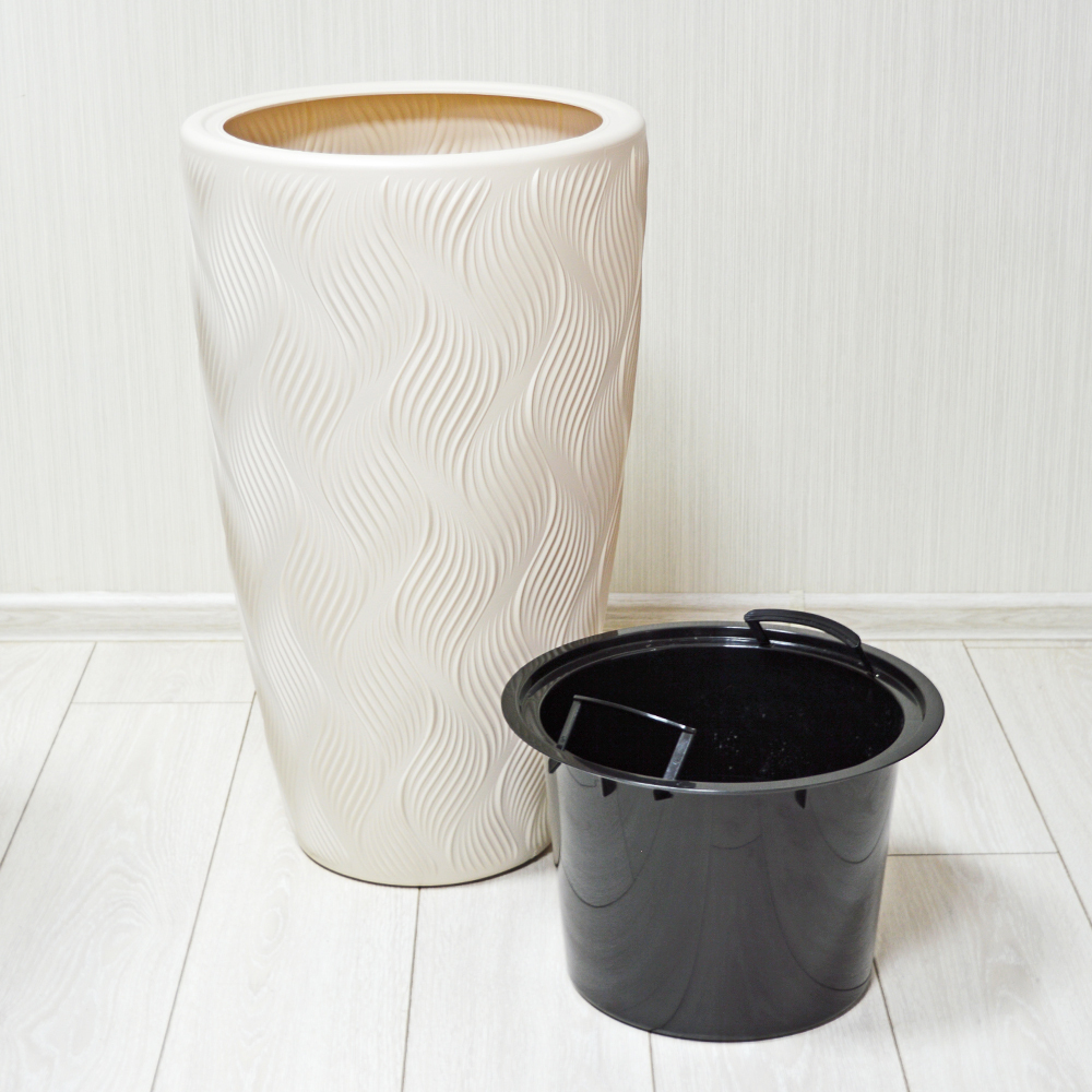 Кашпо Флэйм 61л, со вставкой 289*230мм (светло-бежевый)