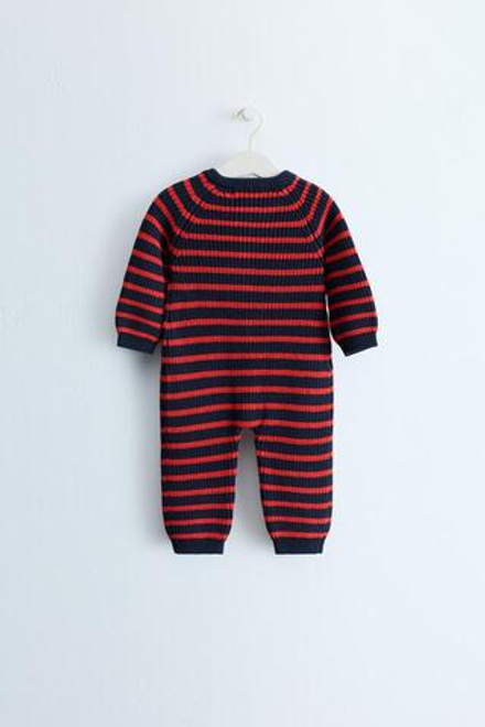 ZARA TIMELESS — КОМБИНЕЗОН В ПОЛОСКУ ИЗ ХЛОПКА И ШЕРСТИ, КРАСНЫЙ/ТЕМНО-СИНИЙ