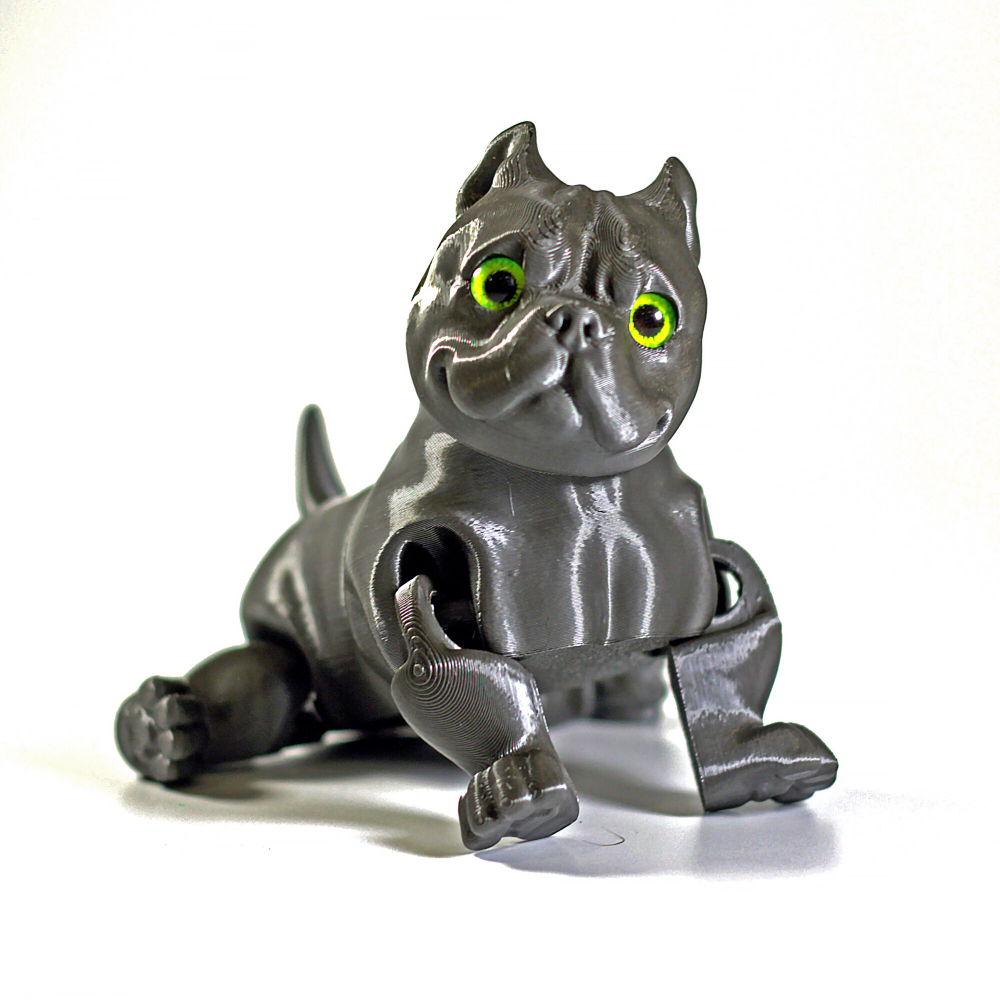 Подвижный американский бульдог, игрушка антистресс, серый