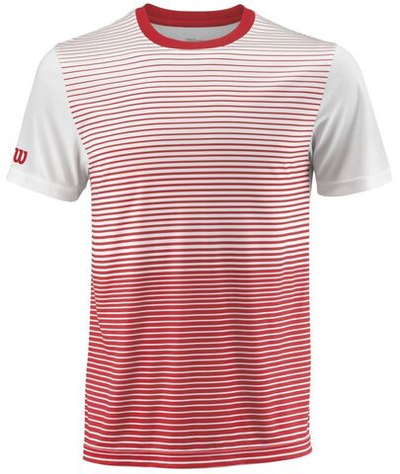 Футболка для мальчика теннисная Wilson Team Striped Crew - wilson red/white