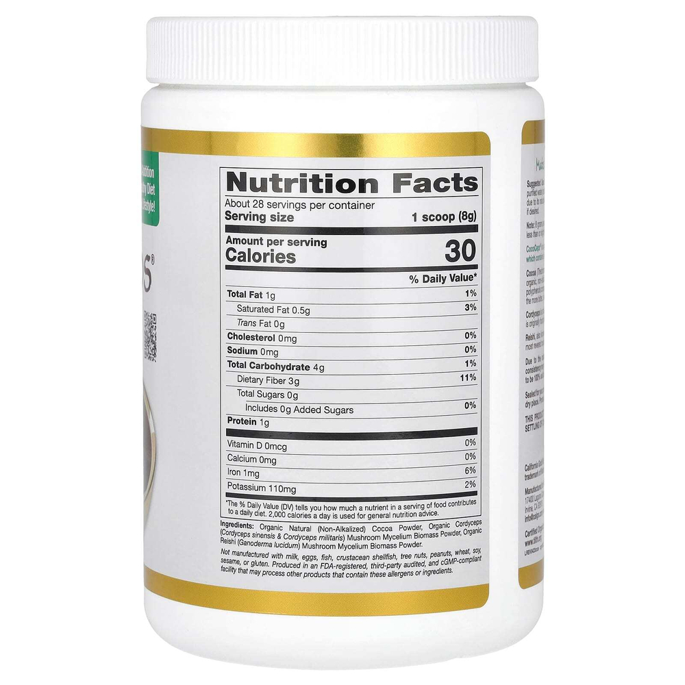California Gold Nutrition, Superfoods, CocoCeps, органическое какао, кордицепс и рейши, 225 г (7,93 унции)