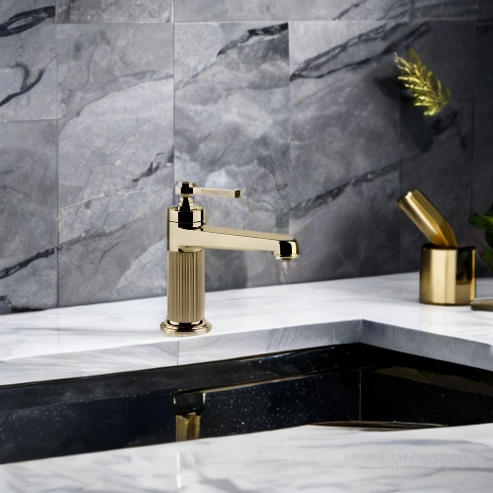Смеситель для раковины Gessi Venti20 с донным клапаном, цвет Brass PVD