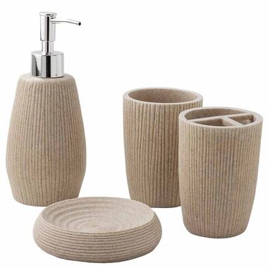 Набор для ванной комнаты 4пр. (мыльница, дозатор для мыла, подставка для зубных щеток, подставка для косметических аксессуаров) La and Te beaute LT-BS-11
