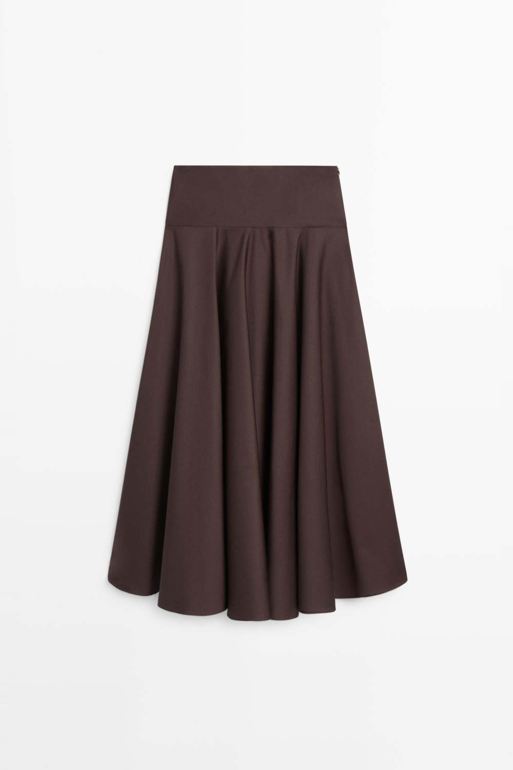 Massimo Dutti Миди-юбка с оборкам, коричневый