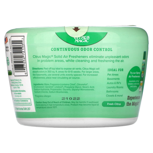 Citrus Magic, Твердый освежитель воздуха, свежий цитрус, 566 г (20 унций)
