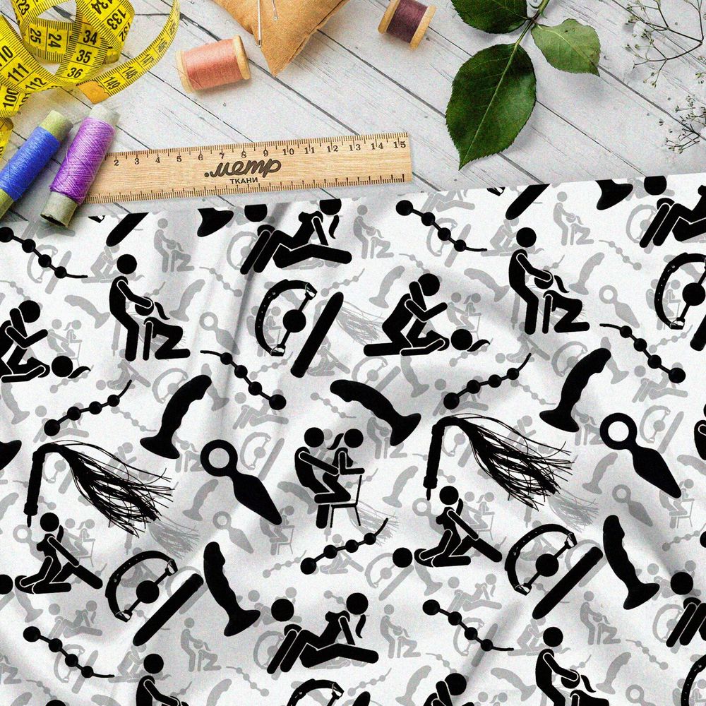 Ткань бифлекс интимная жизнь на белом фоне