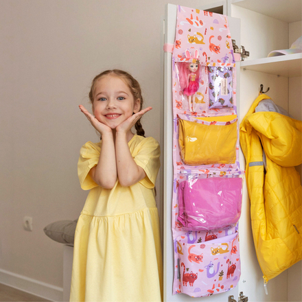 Кармашки для детского сада на липучке. Котики принт