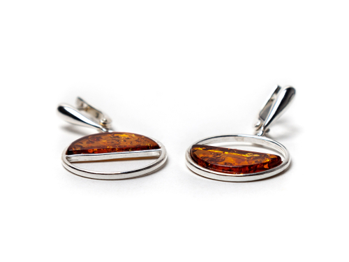 Серьги с натуральным янтарем