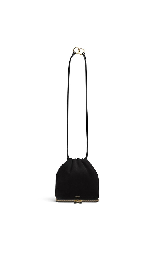 ALAÏA СУМКА LE POCHON ИЗ ЗАМШИ, ЧЕРНЫЙ
