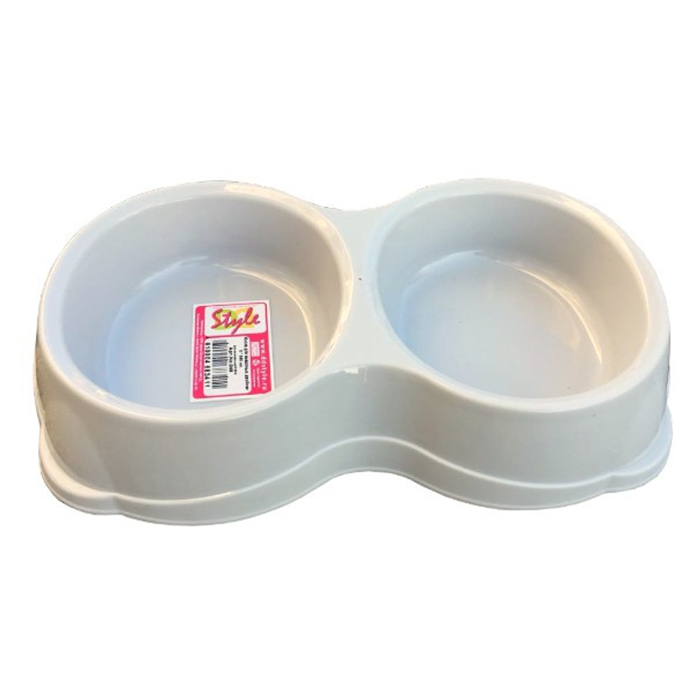 Миска для животных двойная 2х350мл молочный