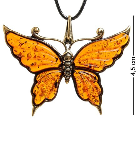 AM-1595 Подвеска «Бабочка Нитта» (латунь, янтарь)