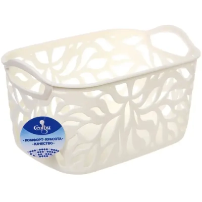 Корзина для хранения «ЭЛЛАДИО», цвет белый, 24*17,5*12см (лейбл Селфи)✦