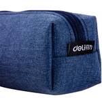 Пенал 1 отделение Deli, 190х50х50 мм, на молнии, синий