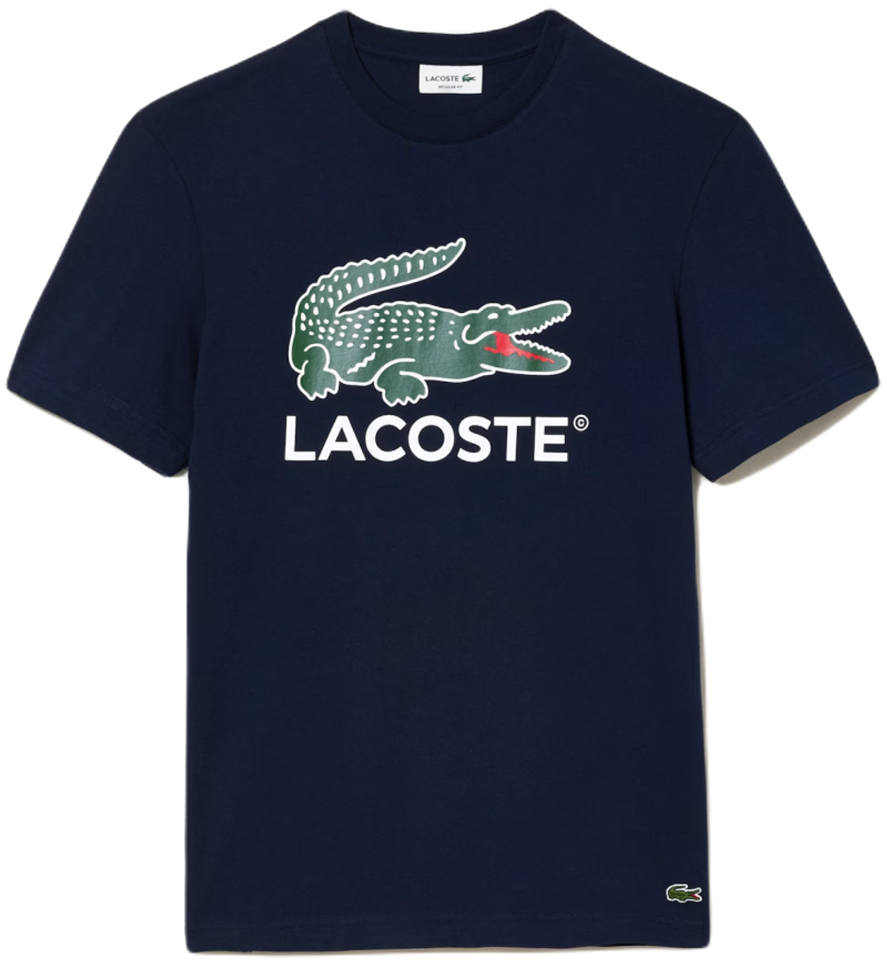 Теннисная футболка Lacoste Cotton Jersey Signature Print T-Shirt - Blue
