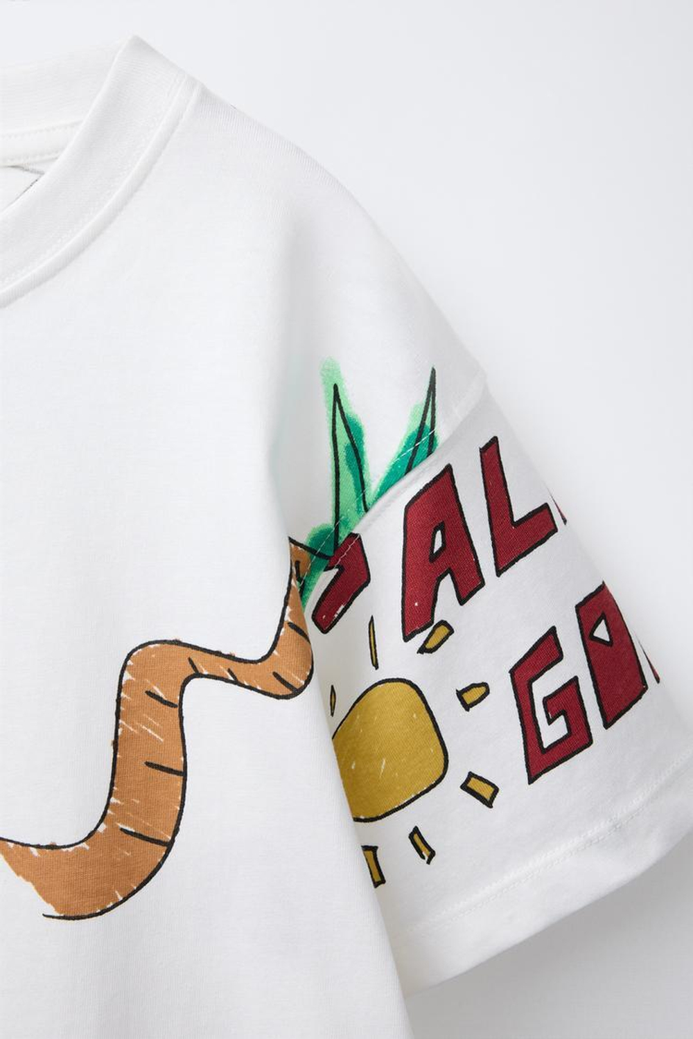 ZARA ФУТБОЛКА С ПРИНТОМ, БЕЛЫЙ