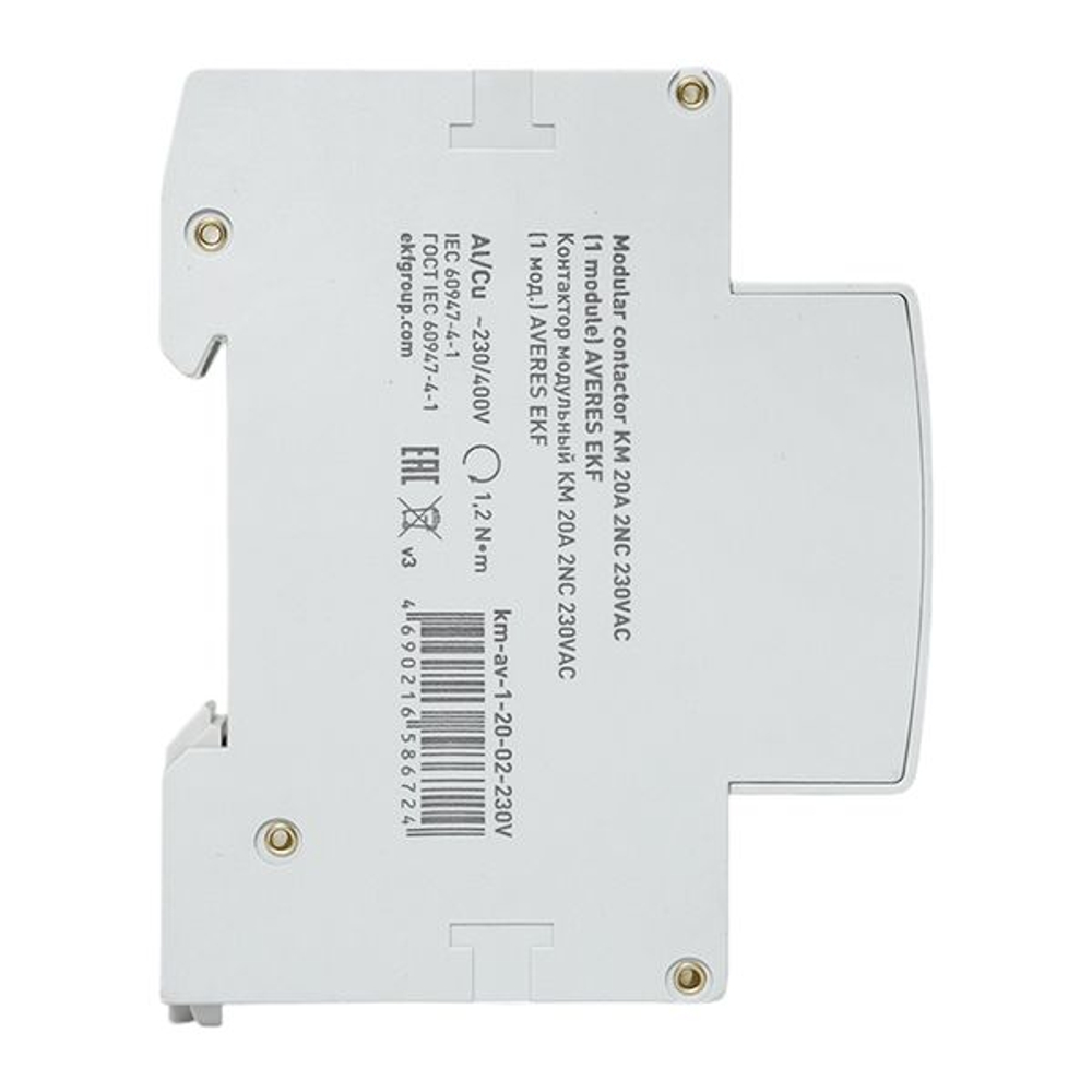 Контактор модульный КМ 20А 2NC 230В АС (1 мод.) AVERES EKF
