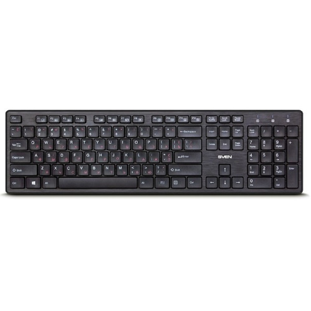Беспроводная клавиатура Sven KB-E5800W чёрная (104 кл.+12Fn, Slim, островн.кл.)