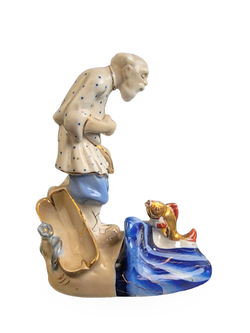 Фарфоровая статуэтка "Старик и золотая рыбка" Гжель
