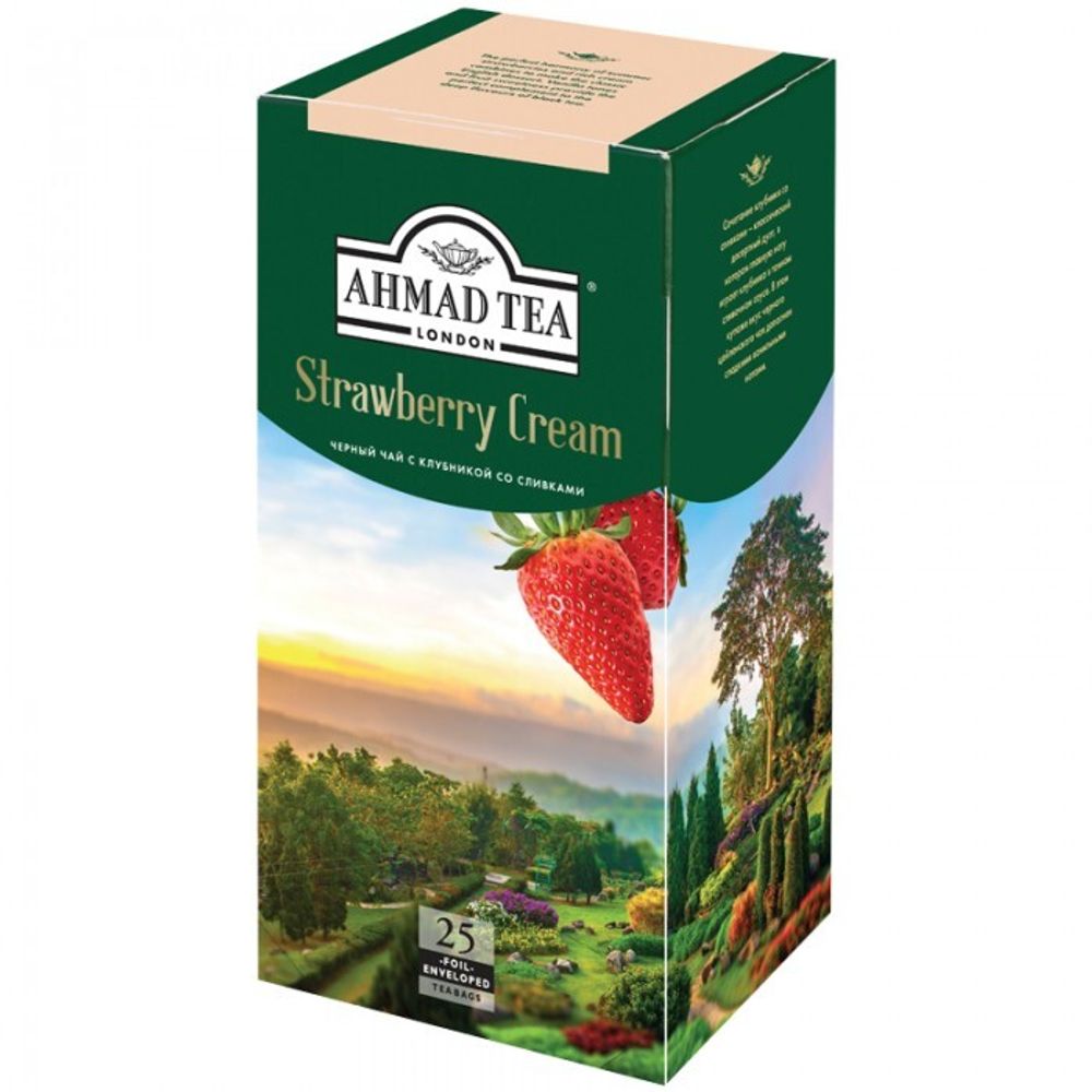 Чай черный Ahmad tea Strawberry cream в пакетиках, 25 шт