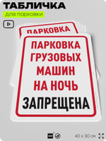 Табличка для парковки "Парковка грузовых машин на ночь запрещена", для дома, офиса, организаций, 40х30 см, Silver Plane x Айдентика Технолоджи