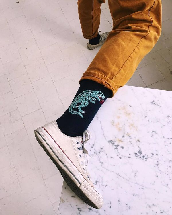 Носки с Серьезным Тираннозавром Темно-Синие - фото 2