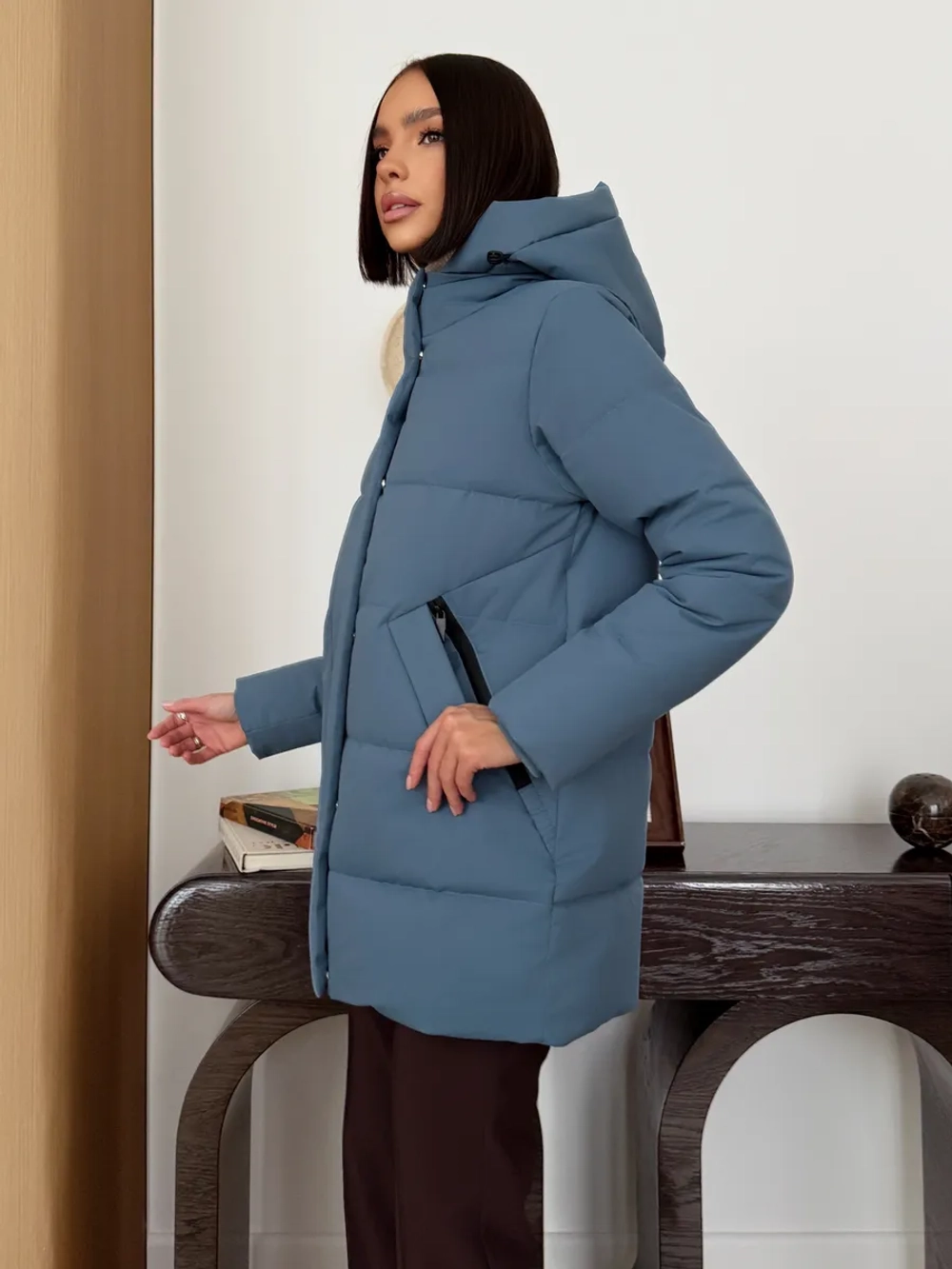 Куртка весенняя удлиненная со съемным капюшоном